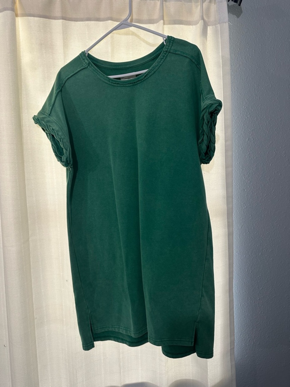 Umgee Green Braided-Sleeve Midi Dress